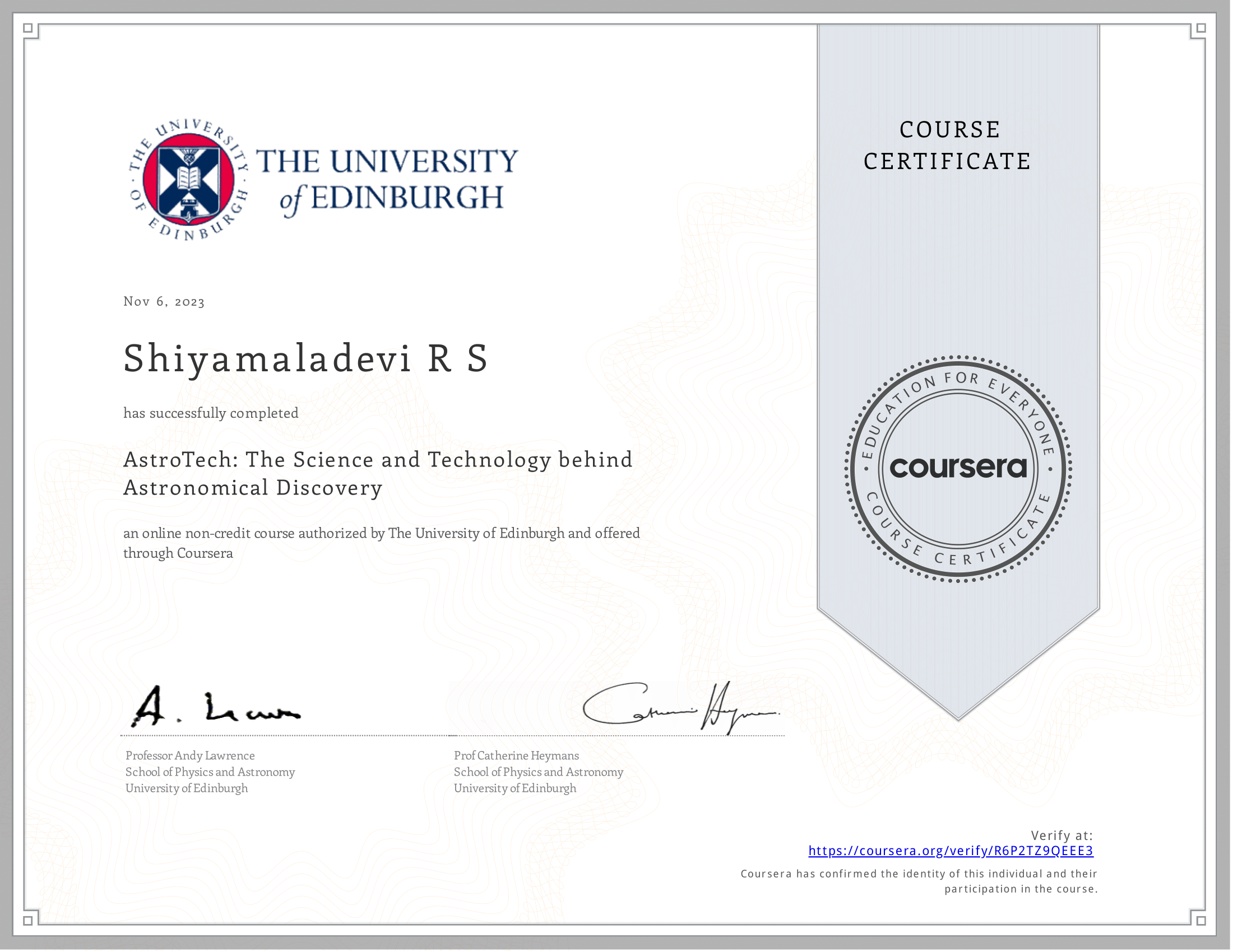 AstroTech Certificate