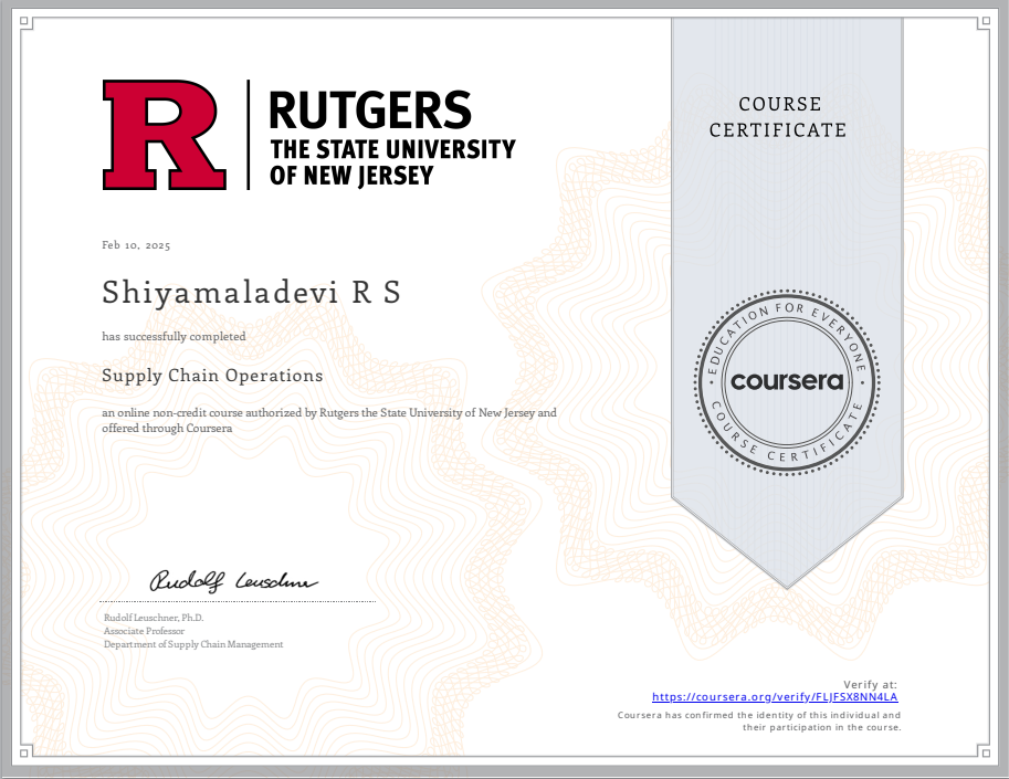 Supply Chain Operations Certificate